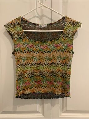 Vintage Tasty Brand Multicolor Zigzag Knit Tank